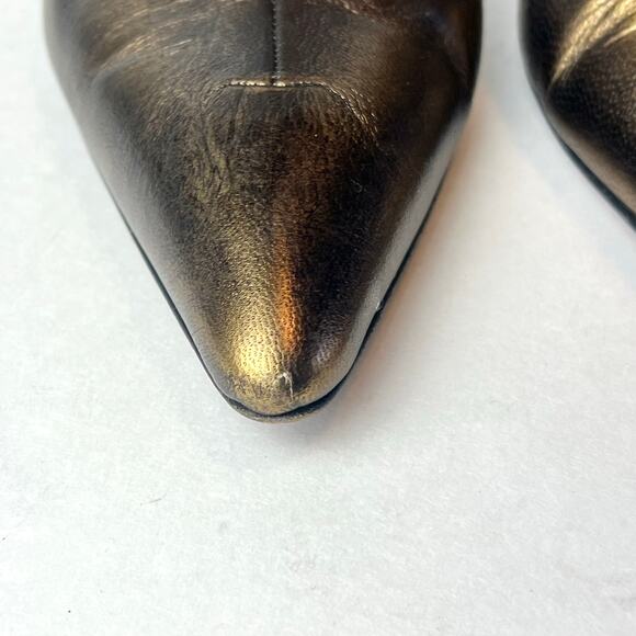 Donald J. Pliner Leather Kitten Heel Pointy Toe Mules Copper Sz 7 - Picture 4 of 12